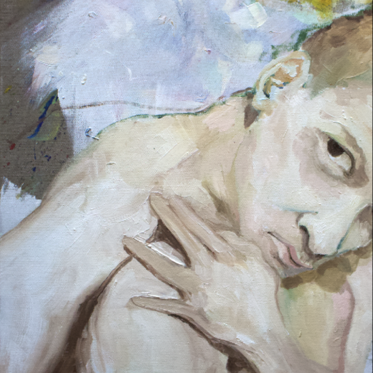 Portrait of Ari, Öl und Acryl auf Rohleinen, 50 x 65 cm, 2020 ©Nino Gallisch
